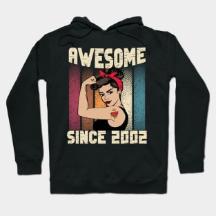 Awesome since 2002,20th Birthday Gift women 20 years old Birthday Hoodie